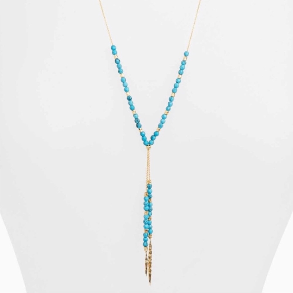 Gorjana Power Stone Semiprecious lariat Necklace Turquoise 18k gold plated